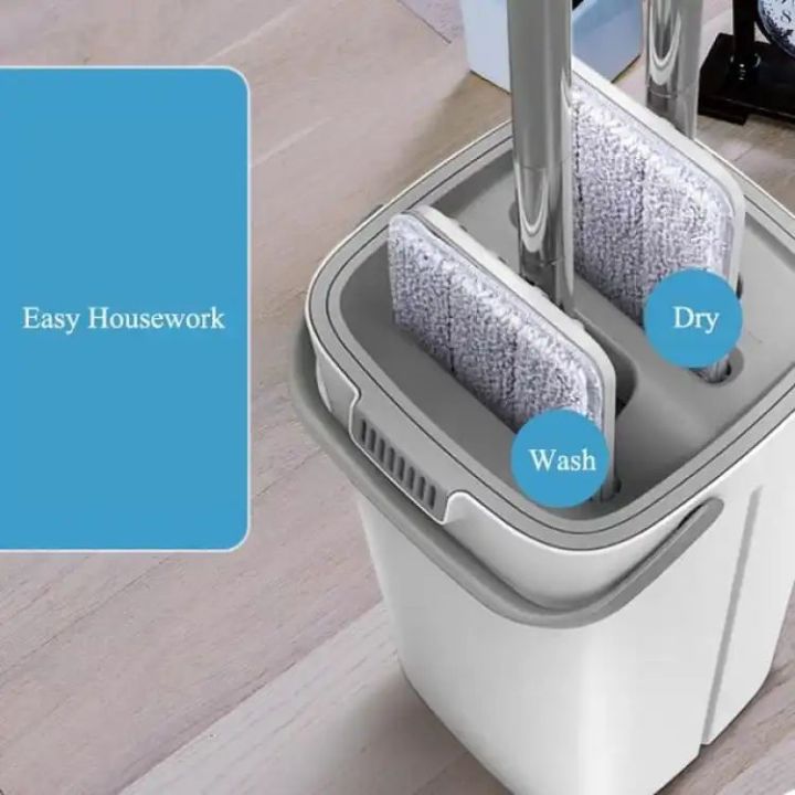 Scratch%20Flat%20Squeeze%20Bucket%20Mop%20System%20Cleaning%20Supplies%20with%202%20Reusable%20Pads-%20White%20-%20Image%206