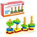 Rainbow Three Column Tower Wooden Educational Toy. 