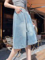 Summer Boyfriend Plus Size Jeans Shorts Woman Casual Loose Wide Leg Bermudas Baggy Denim Shorts Women Lace Up Half Short Pants. 