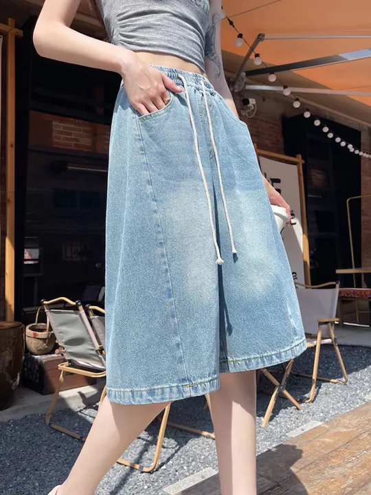 Summer%20Boyfriend%20Plus%20Size%20Jeans%20Shorts%20Woman%20Casual%20Loose%20Wide%20Leg%20Bermudas%20Baggy%20Denim%20Shorts%20Women%20Lace%20Up%20Half%20Short%20Pants%20-%20Image%202
