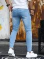 Man Classic Style Pants Light Blue Stretch Jeans Zipper Casual Slim Fit Trousers Male Pencil Pants Denim Skinny Jeans Men Brand. 