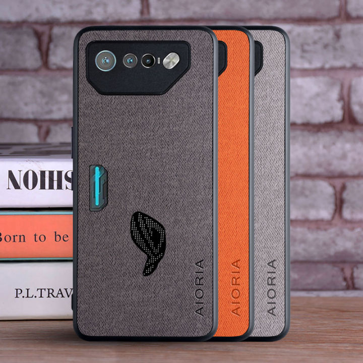 Textile Leather Case for ROG Phone 7 6 Soft TPU with Back Hard PC Material Protection Cover