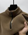 Men's Clothing Turtleneck Sweater Fashion Men's Knitwear Solid Color Chunky Half Zipper Thickening Sweater Luxury Warm Sweater.