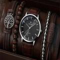 Original Watch Bracelet set Waterproof Retro Style Black Leather Strap Watch for Man's LA0265. 