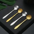 6pcs Stainless Steel Cherry Rose Flower Gold Scoop Coffee Spoon Gifts Kitchen Dessert Tea Accessories Tableware Decoration Set. 