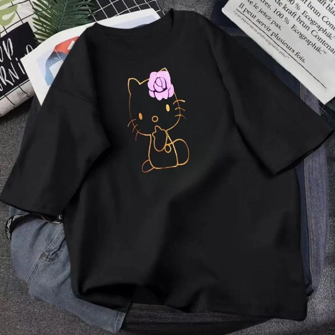 black t shirt for gril and woman's summer collection