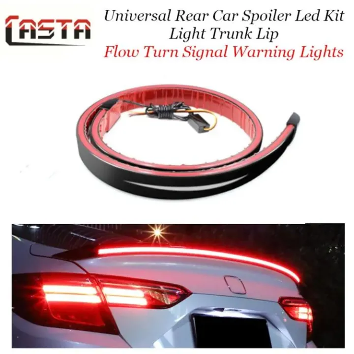 Universal Rear Car Spoiler Led Kit Light Trunk Lip - Flow Turn Signal ...