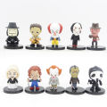 10 Pieces / Set Horror Film Series Jason Freddy Clown Action Figure Toys PVC Model Halloween  Vinyl Figurine Doll . 