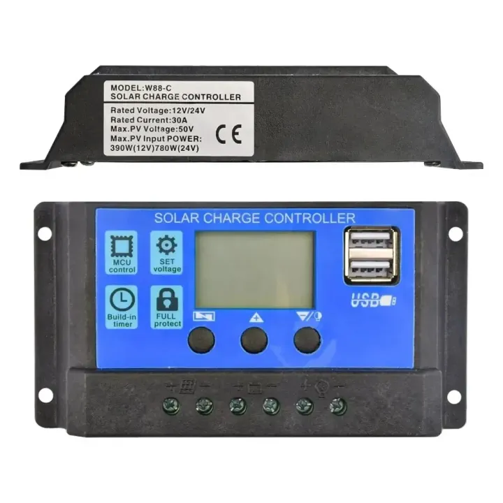 Solar Charge Controller 12V24V 30A/20A/10A Auto LCD Dual USB 5V Output ...
