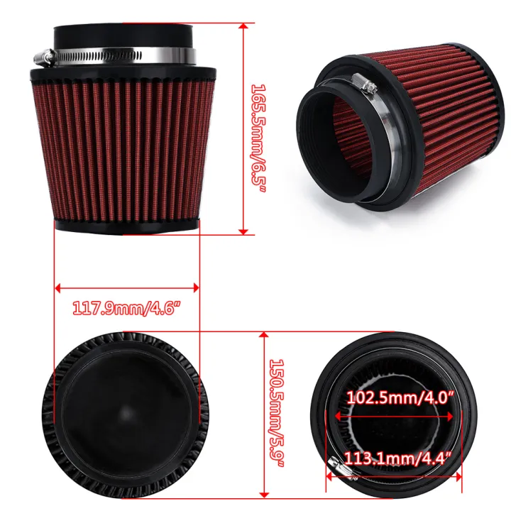 Neck%204"%20100mm%20Universal%20Car%20High%20Flow%20Cold%20Air%20Intake%20Air%20Filter%20Power%20Intake%20Air%20Inlet%20System%20Mushroom%20Head%20Air%20Cleaner%20Red%20-%20Image%203