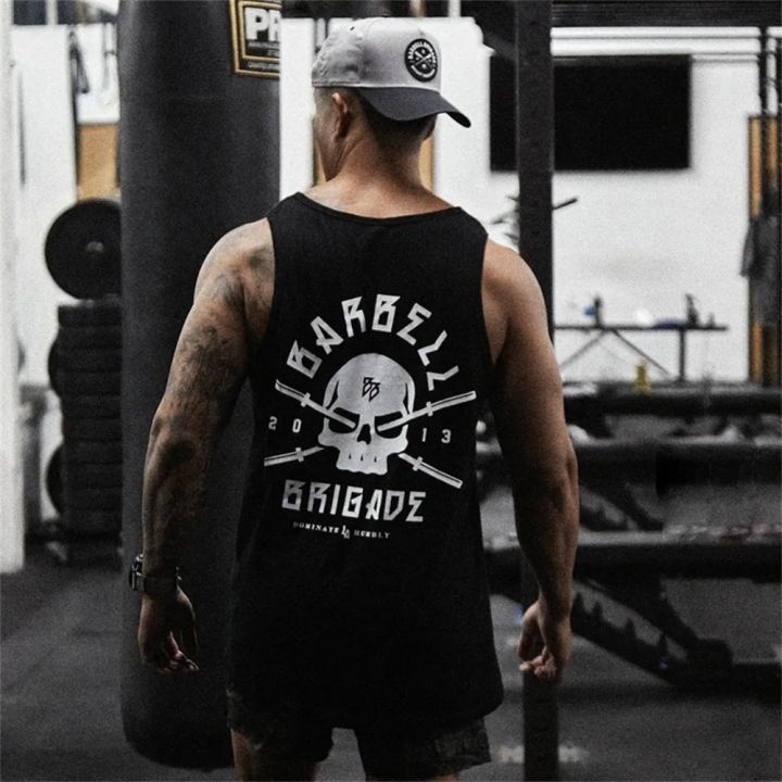 barbell brigade Athletic Mens Fitness Gym Tank Top Training Running Cotton Sleeveless Shirt Male Sports Workout Vest Undershirt