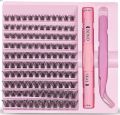 Lash Extension Kit 120 PCs Eyelash Extension Kit Lash Clusters Individual Lashes with Lash glue Bond and Seal Tweezer for Beignner. 
