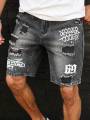 Wholesale men's distressed shorts, fashionable jeans, summer casual style, mid-waist, light color, woven. 