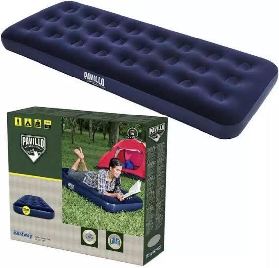 Bestway Single Air Bed With Pumpers - Blue - Convenient And Comfortable Sleeping Solution For Outdoor Adventures