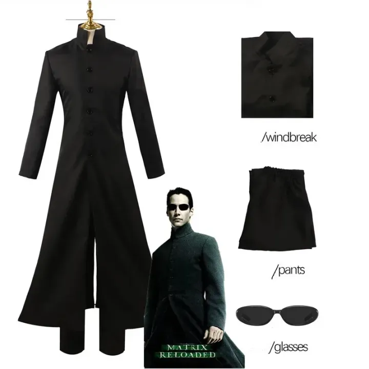 Costom Made Matrix Cosplay Costume Neo Black Men Women Long Trench Coat ...