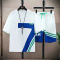 Summer T Shirts for Men Clothing Casual Gradient Men Set Tshirt Summer Running Men's Two-piece Oversize Gym Sport Short Pants. 