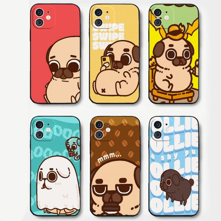 P-Puglie Dog Pug Phone Case Silicone Soft For IPhone 16 15 14 13 12 11 Plus Pro Max Plus