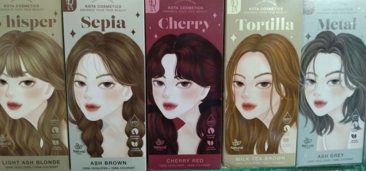 Kota Cosmetics Hair color Cherry Red Ash Brown Light Ash Blonde Milk Tea Brown Ash Grey