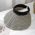 Summer Hat Sun Visor Korean Stripe Colorblock Headband Cross-Twist Design Women's Hair Accessory Open-Crown Chic Hairband Casual. 