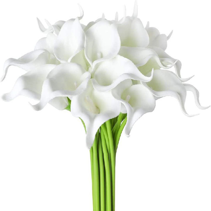 2 5pieces Real Touch Calla Lily Artificial Flowers White Wedding