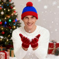 2pc Christmas Cosplay Funny Beanie Hat and Gloves,Unisex Winter Warm Classic Knitted Hat,Halloween,new Year Costume Accessories.