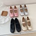 Luxury Satin Silk Ballet Shoes Woman Classic Square Toe Bowtie Elastic Band Ballerina Flats Ladies Soft Loafers. 