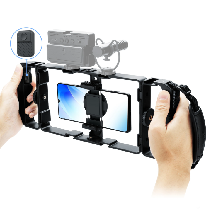 Smartphone Video Rig Grip, Professionele Telefoon Rig Stabilizer Handheld Konijnenkooi Video Stabilizer Rig, voor Vlog Live Streaming Video Portret Opname Schieten Smartphone Video Rig Grip, Professionele Telefoon Rig Stabilizer Handheld Konijnenkooi Video Stabilizer Rig, voor Vlog Live Streaming Video Portret Opname Schieten