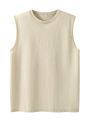 2025 Summer New Men's Washed Cotton Tank Tops Muscle Gym Sleeveless Workout T Shirts Running Beach Loose Cutoff Tees.