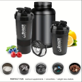 Shaker Bottle With Power Container 2 Tiers Protein Shakes Powder Shaker Bottle Sports Water Bottle Ideal For Sports Gym Fitness. 
