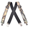 Heavy Duty Camouflage Suspenders for Men Work Outdoor Hunting 5cm/2inch X-back 4 Strong Clips Adjustable Elastic Trouser Braces.
