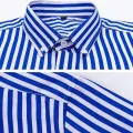 Fashionable Men's Blue White Striped Shirt All-Match Non-iron Korean Style Print Slim Fit Long Sleeve Dress Shirts for Man 38-44. 