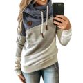 2024 European and American Fashion New Autumn and Winter Patchwork Hooded Fleece Loose Sweatshirt. 
