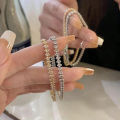 Luxury Roman Crystal Geometric Chain Bracelets for Women Trendy Goth Full Rhinestone Marquise Charm Tennis Bracelet Wed Jewelry.