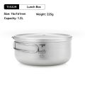 Keith 800-1200ml Titanium Lunch Box With Cover&Folding Handle Instant Noodles Bowl Portable Food Container Picnic Bento Flatware.