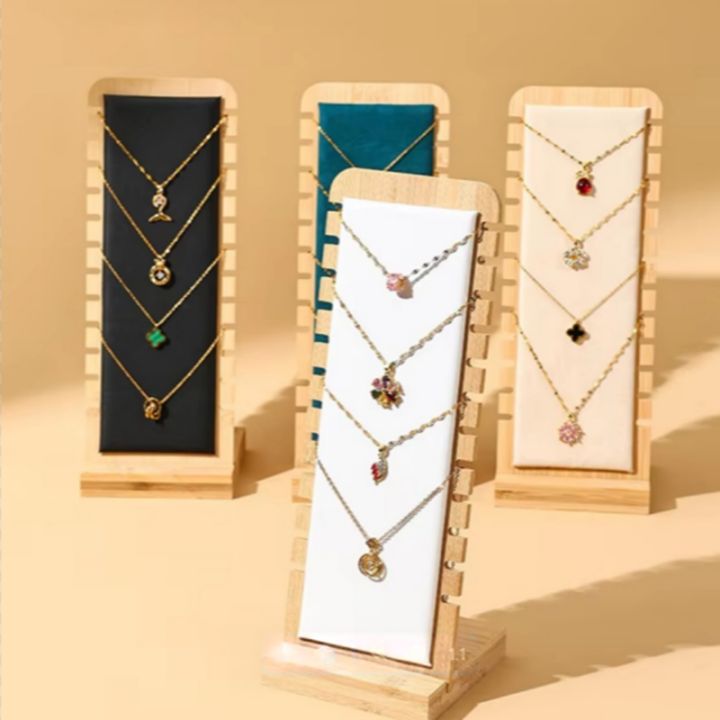 Bamboo and Wood Detachable Necklace Display Stand Hanging Rack Jewelry ...