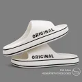 Feslishoet Women Letter Slippers Beach Slides Solid Color Mens Thick Sole Indoor Bathroom Anti Slip Shoes Summer Couple Sandals. 