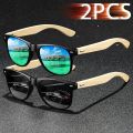 2PCS Fashion Classic Bamboo Wood Sunglasses Men Women Driving Fishing Colorful Trendy Lightweight Outdoor Goggles. 