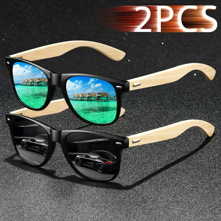 2PCS%20Fashion%20Classic%20Bamboo%20Wood%20Sunglasses%20Men%20Women%20Driving%20Fishing%20Colorful%20Trendy%20Lightweight%20Outdoor%20Goggles%20-%20Image%204