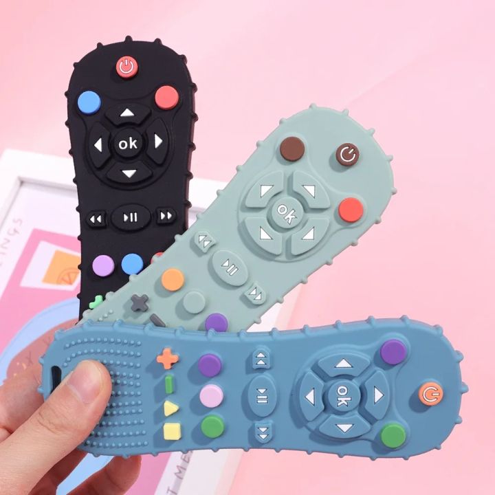 Novelty%20Silicone%20Simulation%20TV%20Remote%20Control%20Shape%20Soothing%20Toy%20Baby%20Food%20Grade%20Teaser%20Stick%20Children's%20Sensory%20Education%20Toys%20-%20Image%207