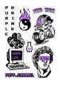 purple and black stickers pack of 20 self adhesive sticker for mobile phone laptop fridge waterproof. 