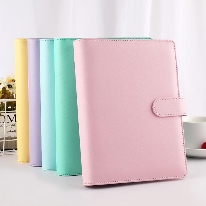 Macaroon%20Color%20A6/A5%20PU%20Leather%20DIY%20Binder%20Notebook%20Cover%20Diary%20Agenda%20Planner%20Paper%20Cover%20School%20Stationery%20-%20Image%204