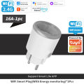 Tuya WIFI 16A EU Smart Plug Smart Socket With Power Monitoring Timing APP Remote Control Support Alexa  Home Voice Control. 