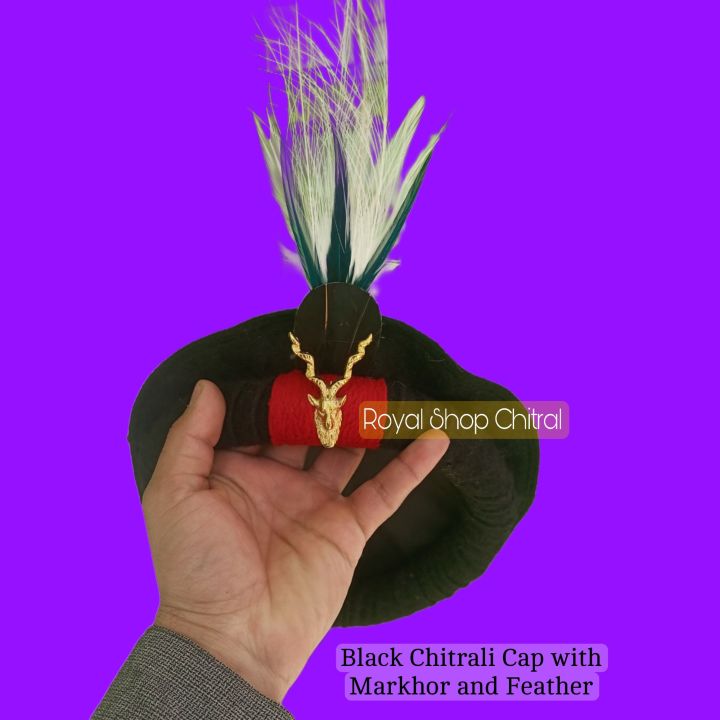 Black Markhor Cap • Black Chitrali Cap • Kali Topi