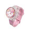 Fashion Creative Gyro Turntable Unicorn Light up Watch Students Watch Colorful Horse Light up Electronic Display. 