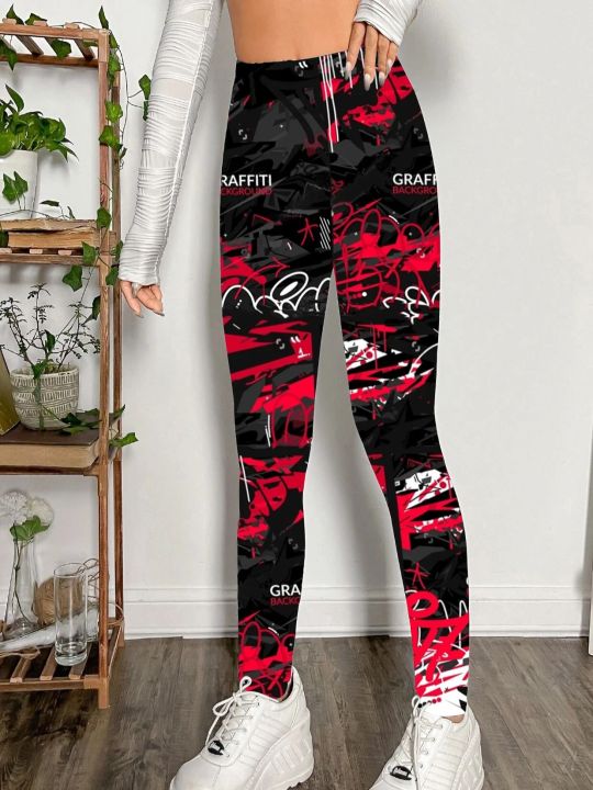 Fashion%20Trend%20Personality%20Graffiti%20Printed%20Leggings%20Women's%20High%20Stretch%20Leggings%20Letter%20Printed%20Slim-fit%20Nine-point%20Pants%20-%20Image%207