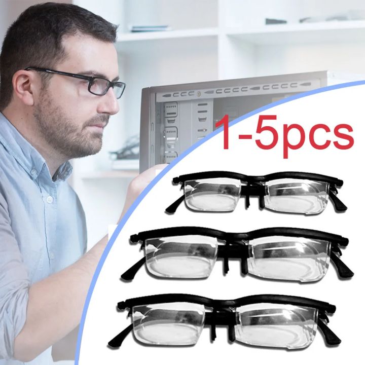 Dial Adjustable Glasses Variable Focus for Computer Reading Distance Vision Eyeglass Unisex Variable Focus Black Frame Glasses