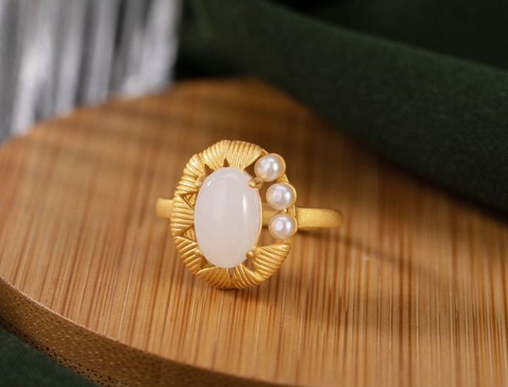 White Chalcedony Ring for Females