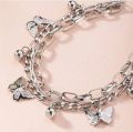 Butterfly Bracelet Woman Layered Girl Bracelets Tassel Fashion Clavicle Chain Lady Party Silver Color European Zinc Alloy Collare. 