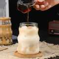 Ribbed & Round Glass Sipper with Glass Straw, Tumbler Can Lid Ribbed Square Glass Mug with Straw, Mason Jars With Cover, Mug for Fruit Juice Milk & Coffee Mug.. 