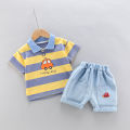 High-Quality Baby boys Polo Shirt + Handsome Denim Shorts 2-Piece Set kids girls clothes suits summer.